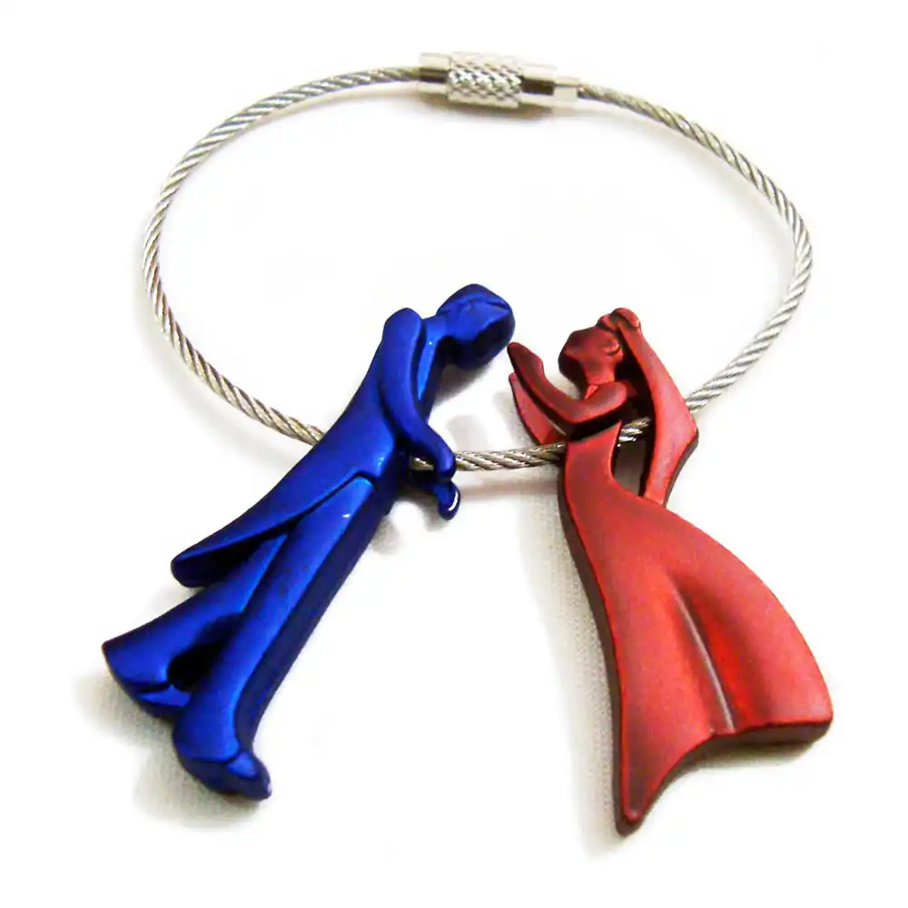 Wire Couple Metal Keychain