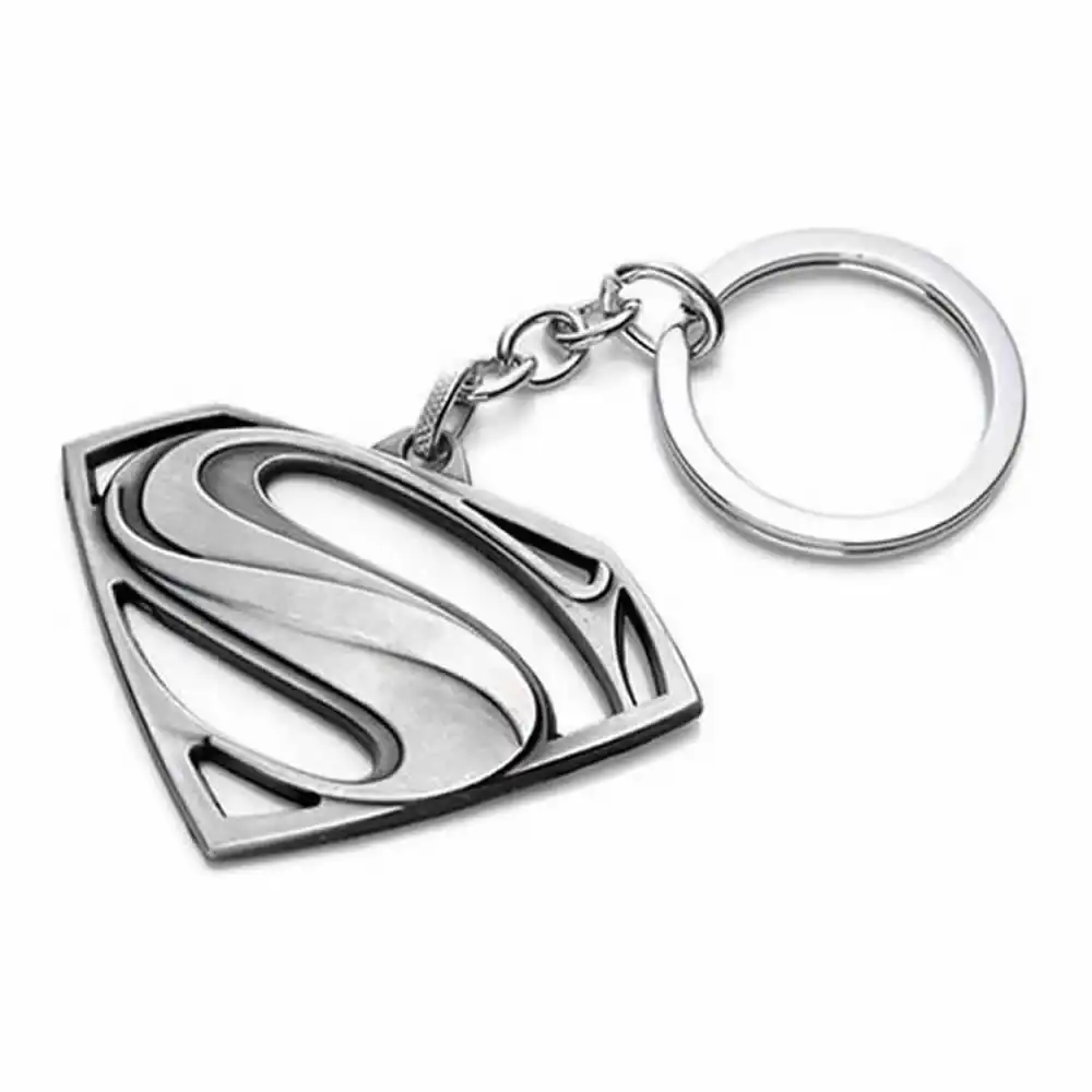 Superman Logo Silver Metal Keychain