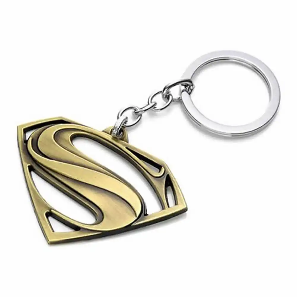 Superman Logo Gold Metal Keychain