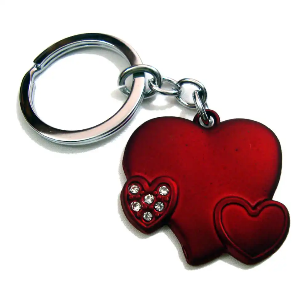 Three Heart & Diamond Shape Love Keychain
