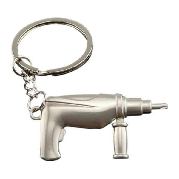 Zinc Alloy Silver Plated Mini Drill Tools Keychain 10