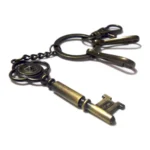 Key Shape Vintage Brass Color Metal Keychain 9