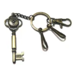 Key Shape Vintage Brass Color Metal Keychain 10