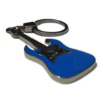 Blue Guitar Shape Metal Keychain 10