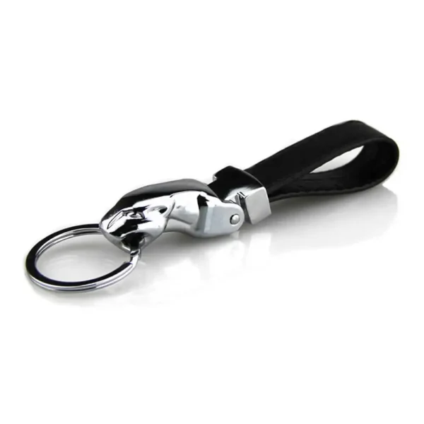Jaguar Head Leather Keychain 13