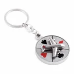 Rotating Plane on Cards Platform Metal Keychain 10