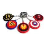 5pcs Bat Super Iron Captain America Spider Man Double Sided Rubber Keychain 9
