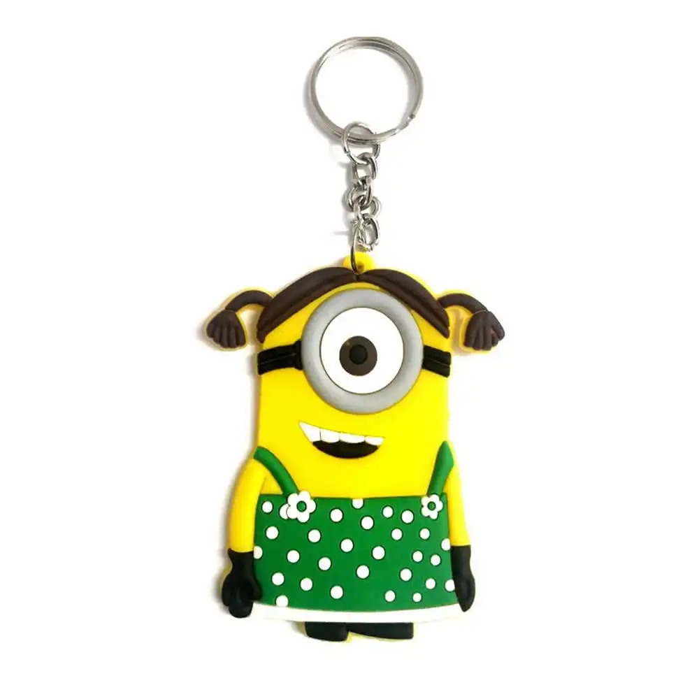 Minion Green Double Sided Soft Rubber Keychain