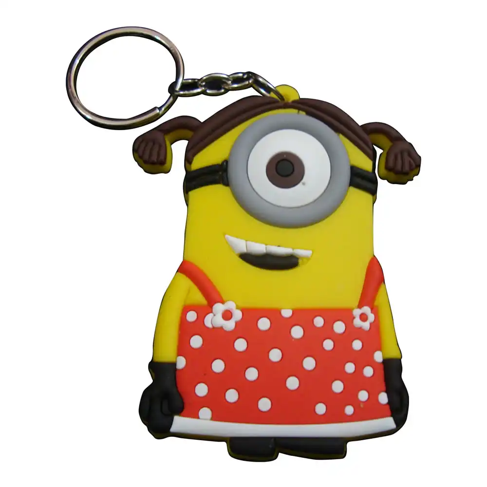 Minion Red Double Sided Soft Rubber Keychain