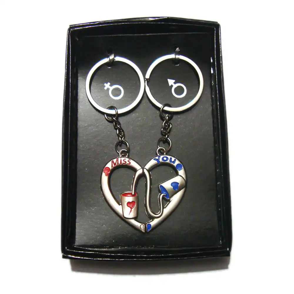 Miss You Heart Shape Couple Keychain
