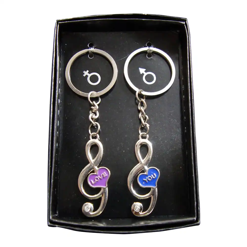 Music Symbol Shape Couple Keychain