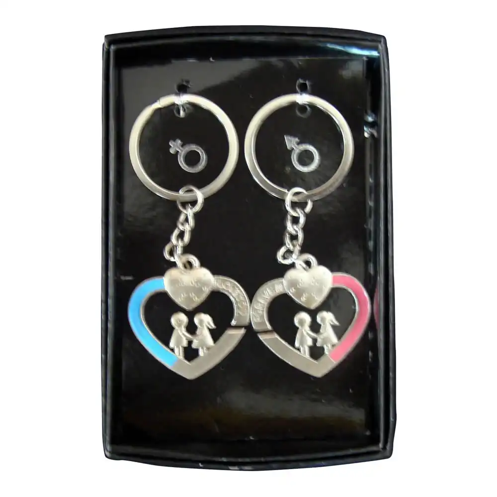 Two Heart Shape Multicolour Couple Keychain