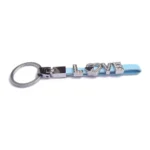 Blue Leather and Metal Love Symbol Keychain 10