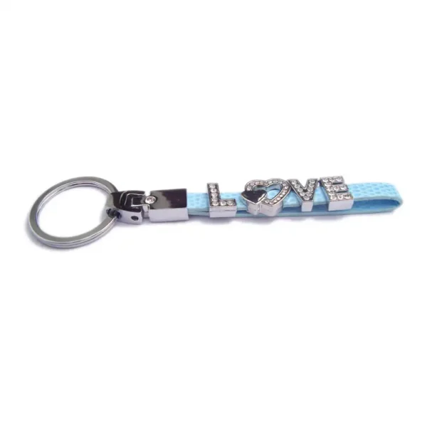 Blue Leather and Metal Love Symbol Keychain 15