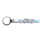 Blue Leather and Metal Love Symbol Keychain 11