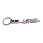Pink Leather and Metal Love Symbol Keychain 10
