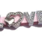 Pink Leather and Metal Love Symbol Keychain 12