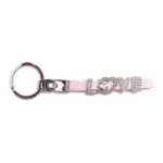 Pink Leather and Metal Love Symbol Keychain 11