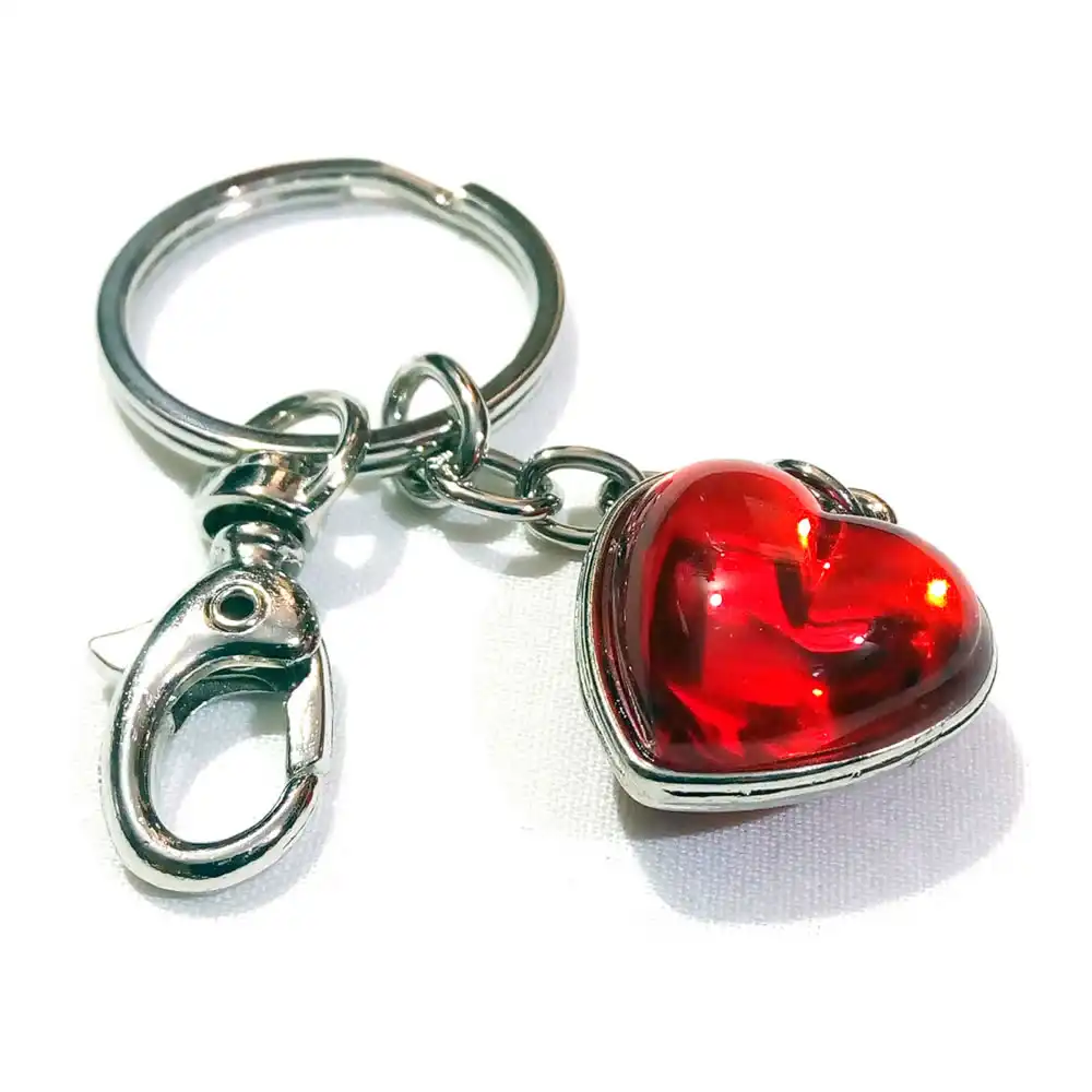 Heart Shape Red Stone & Metal Love Keychain