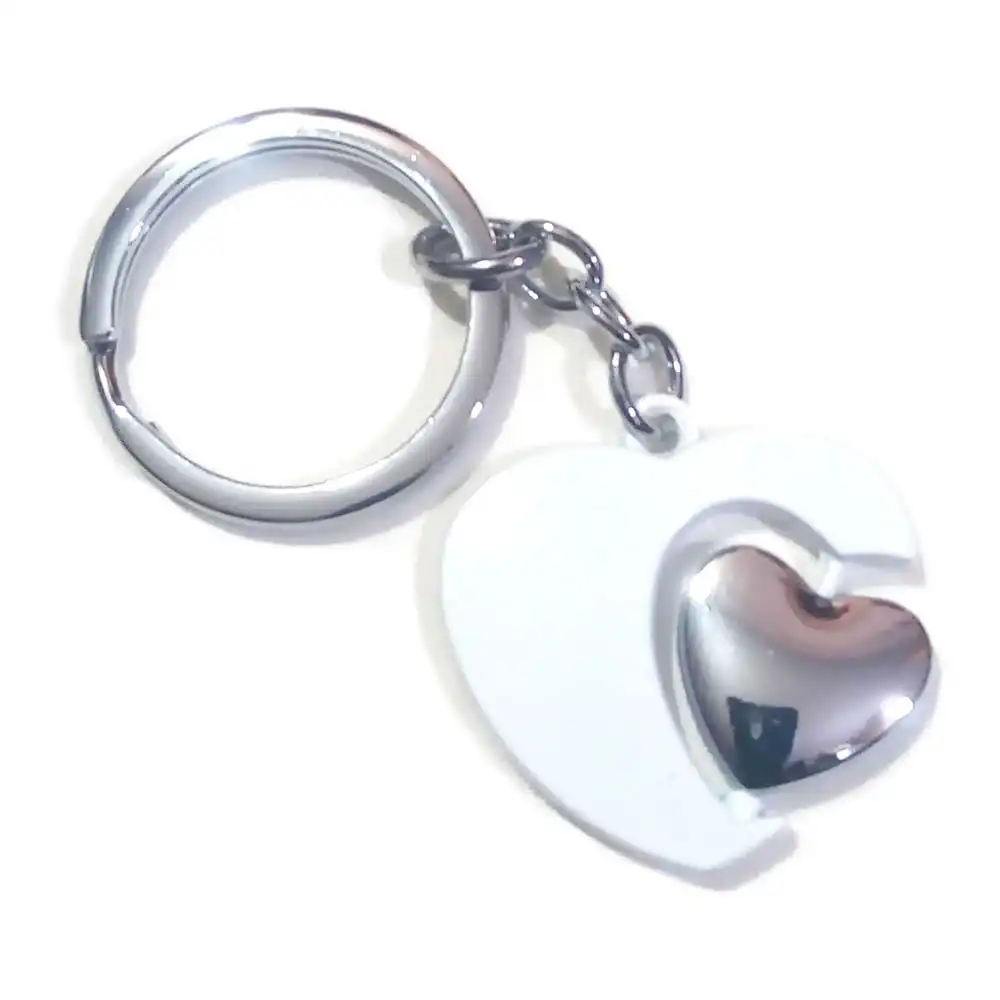 Silver Heart Rotating Love Keychain