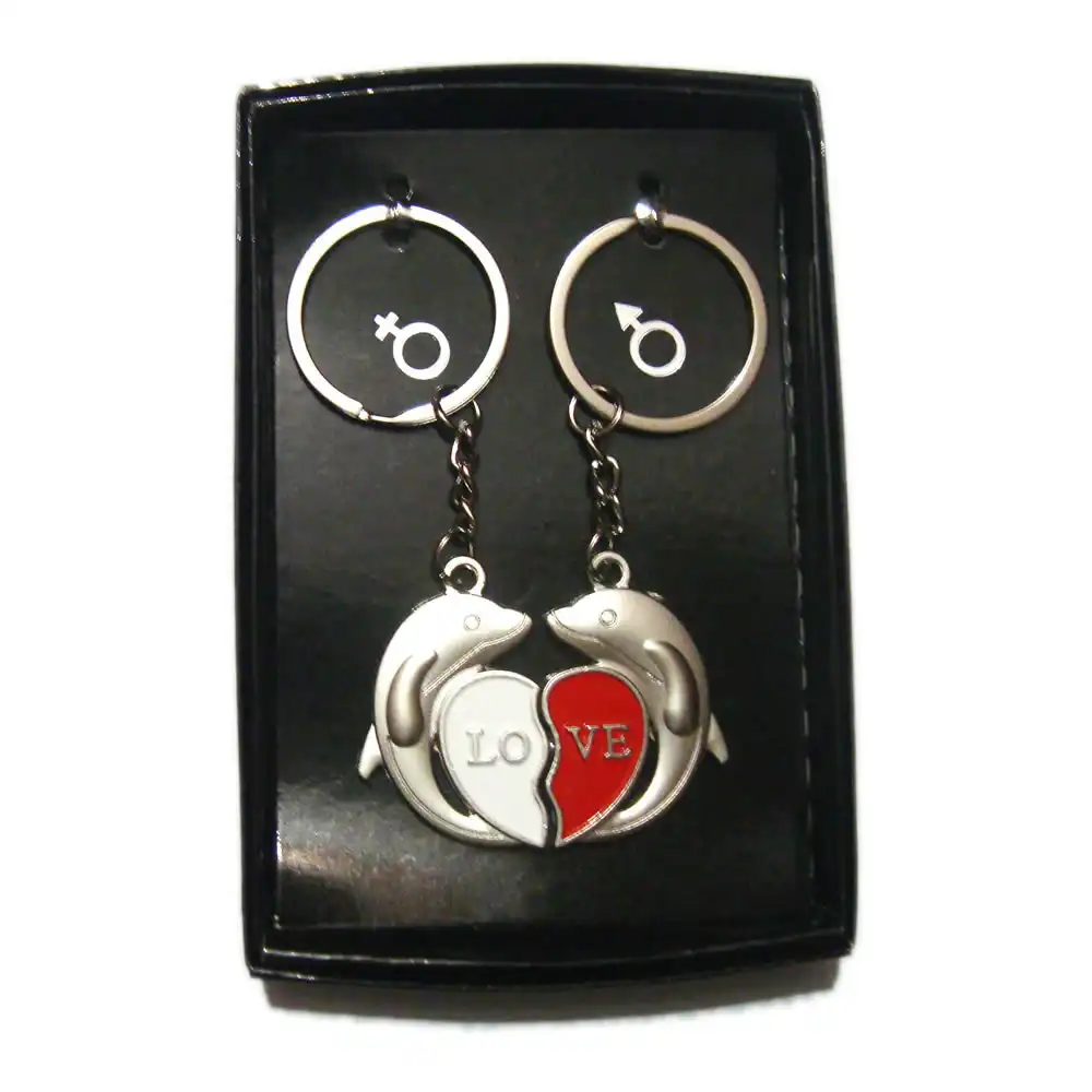 Dolphin Love Heart Shape Couple Keychain 11