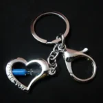 Hourglass Blue Sand Timer Heart Keychain 11