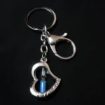Hourglass Blue Sand Timer Heart Keychain 12