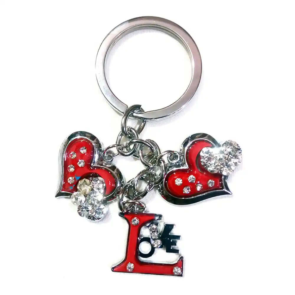 Two Hearts & Letter Love Shape Keychain