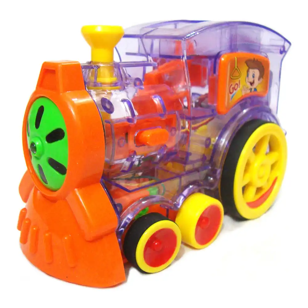 Transparent Toy Train Dominoes Building Blocks Electric Musical Engine